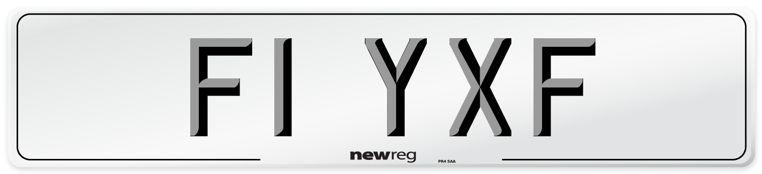 F1 YXF Number Plate from New Reg